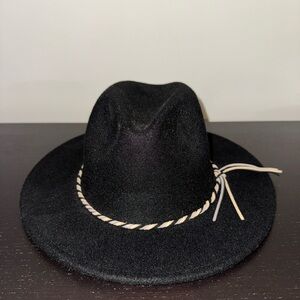 Black Fedora Hat with Braided Band